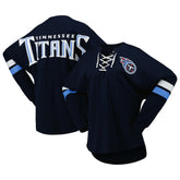 Women's Spirit Jersey Lace-Up V-Neck Long Sleeve T-Shirt - Tennessee Titans T-shirts