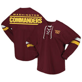 Women's Spirit Jersey Lace-Up V-Neck Long Sleeve T-Shirt - Washington Commanders T-shirts