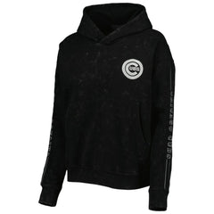 Black Chicago Cubs The Wild Collective Women's Marble Pullover Hoodie
