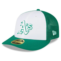 White/Green Athletics New Era 2023 On-Field Batting Practice Low Profile 59FIFTY Fitted Hat