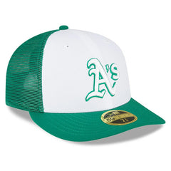 White/Green Athletics New Era 2023 On-Field Batting Practice Low Profile 59FIFTY Fitted Hat