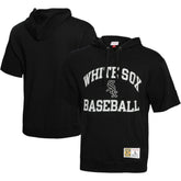 Black Chicago White Sox Mitchell & Ness Cooperstown Collection Washed Fleece Pullover Short Sleeve Hoodie