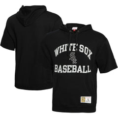 Black Chicago White Sox Mitchell & Ness Cooperstown Collection Washed Fleece Pullover Short Sleeve Hoodie