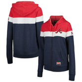 Heather Navy Atlanta Braves New Era Women's Colorblock Full-Zip Hoodie Jacket