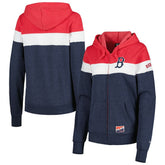 Heather Navy Boston Red Sox New Era Women's Colorblock Full-Zip Hoodie Jacket