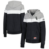 Heather Black Chicago White Sox New Era Women's Colorblock Full-Zip Hoodie Jacket
