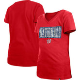 Red Washington Nationals New Era Girls Youth Flip Sequin Team V-Neck T-Shirt