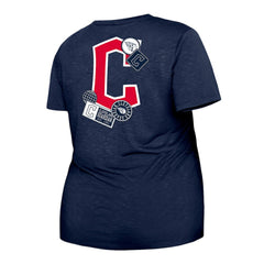 Navy Cleveland Guardians New Era Women's Plus Size Two-Hit Front Knot T-Shirt