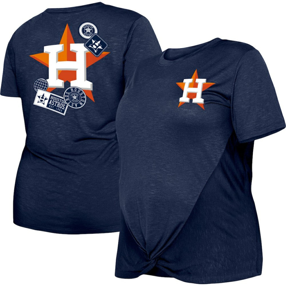 Navy Houston Astros New Era Women's Plus Size Two-Hit Front Knot T-Shirt