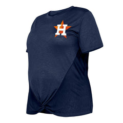 Navy Houston Astros New Era Women's Plus Size Two-Hit Front Knot T-Shirt