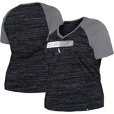 Black Chicago White Sox New Era Women's Plus Size Space Dye Raglan V-Neck T-Shirt