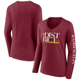 Women's Hometown Sweep Long Sleeve V-Neck T-Shirt - Washington Commanders T-shirts
