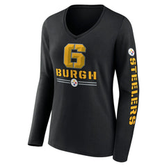 Women's Hometown Sweep Long Sleeve V-Neck T-Shirt - Pittsburgh Steelers T-shirts
