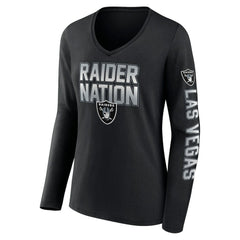 Women's Hometown Sweep Long Sleeve V-Neck T-Shirt - Las Vegas Raiders T-shirts