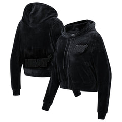 Miami Heat Pro Standard Women's Triple Black Velour Full-Zip Hoodie cheap