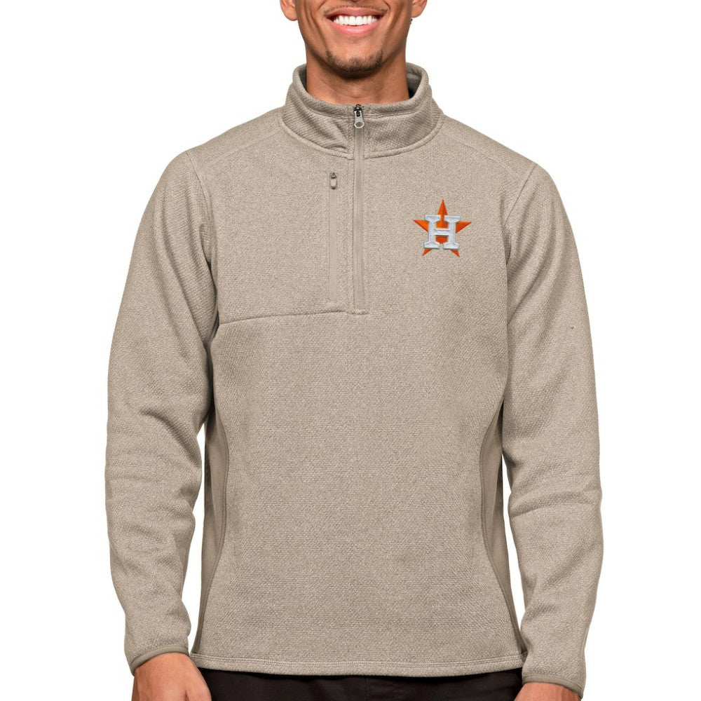 Oatmeal Houston Astros Antigua Course Quarter-Zip Pullover Top