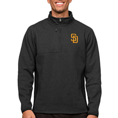 Heathered Black San Diego Padres Antigua Course Quarter-Zip Pullover Top