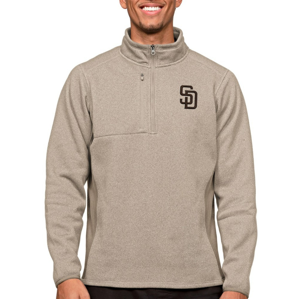Oatmeal San Diego Padres Antigua Course Quarter-Zip Pullover Top