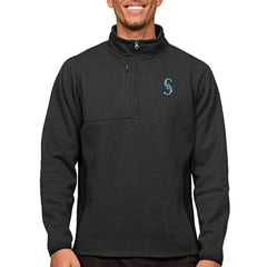 Heathered Black Seattle Mariners Antigua Course Quarter-Zip Pullover Top