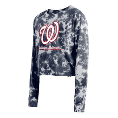 Navy Washington Nationals New Era Women's Tie-Dye Cropped Long Sleeve T-Shirt
