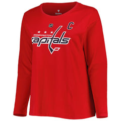 NHL Washington Capitals Profile Women's Plus Size Distressed Printed Name & Number Long Sleeve T-Shirt