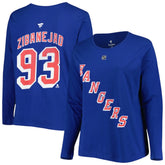 NHL New York Rangers Profile Women's Plus Size Distressed Printed Name & Number Long Sleeve T-Shirt