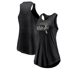 Black Chicago White Sox Fanatics Women's Simplicity Swing Racerback Scoop Neck Tank Top