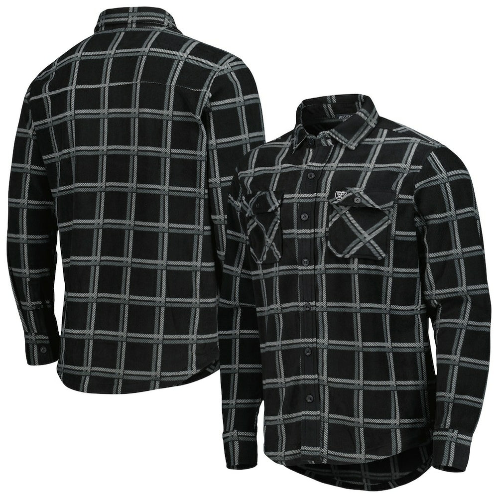 Antigua Industry Flannel Button-Up Shirt Jacket - Las Vegas Raiders Jackets