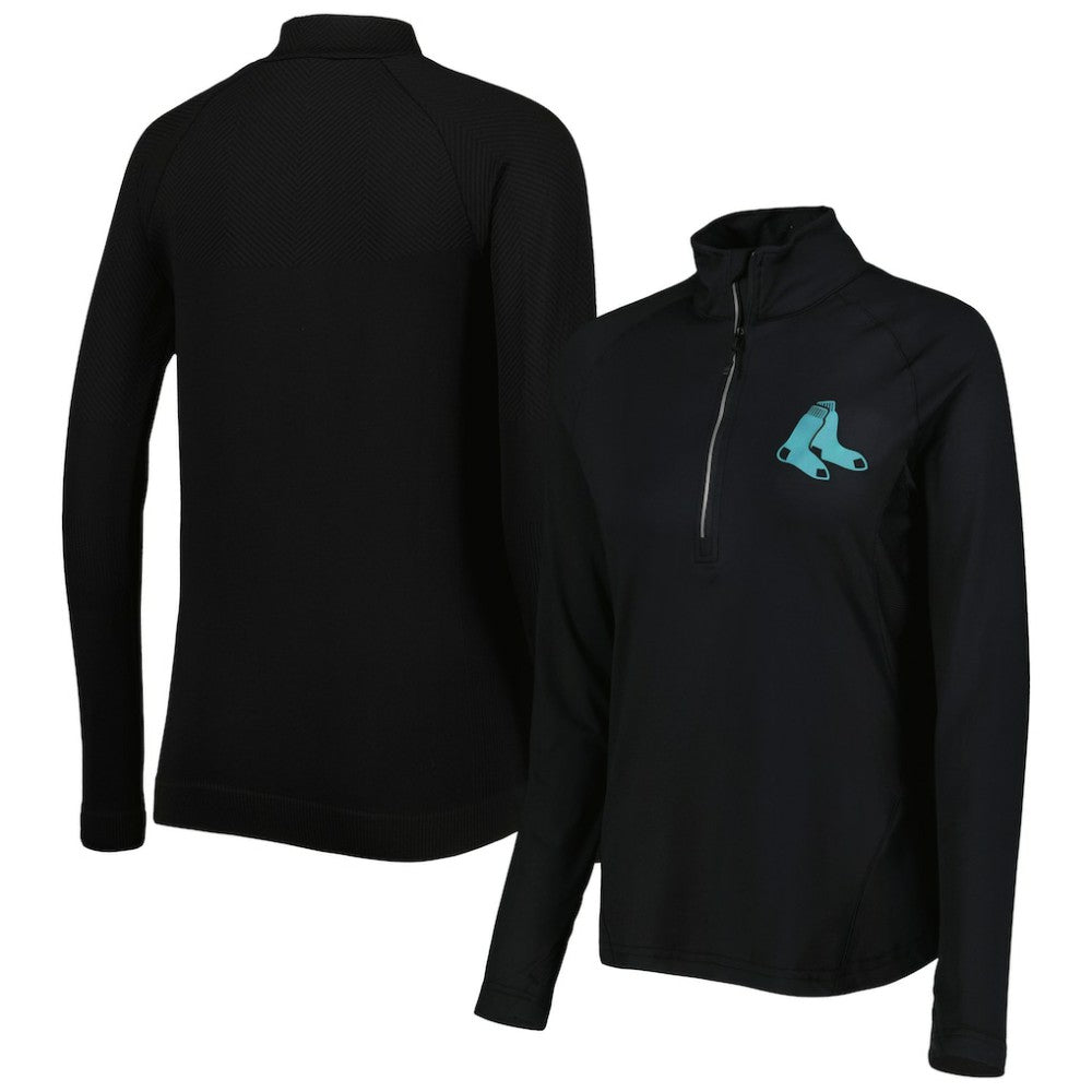 Black Boston Red Sox Levelwear Women's Energy Quarter-Zip Jacket