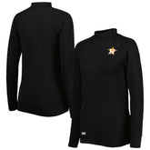 Black Houston Astros Levelwear Women's Verse Asymmetrical Raglan Tri-Blend Quarter-Zip Jacket