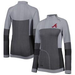 Charcoal Atlanta Braves Levelwear Women's Verse Asymmetrical Raglan Tri-Blend Quarter-Zip Jacket