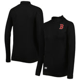 Black Boston Red Sox Levelwear Women's Verse Asymmetrical Raglan Tri-Blend Quarter-Zip Jacket