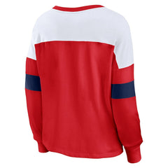 Red/White St. Louis Cardinals Fanatics Women's Even Match Lace-Up Long Sleeve V-Neck T-Shirt