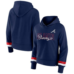 Navy Atlanta Braves Fanatics Women's Over Under Pullover Hoodie