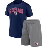 Navy/Heather Gray Cleveland Guardians Fanatics Arch T-Shirt & Shorts Combo Set