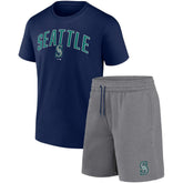 Navy/Heather Gray Seattle Mariners Fanatics Arch T-Shirt & Shorts Combo Set