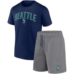 Navy/Heather Gray Seattle Mariners Fanatics Arch T-Shirt & Shorts Combo Set