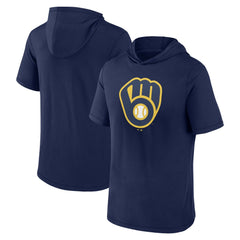 Navy Milwaukee Brewers Fanatics Short Sleeve Hoodie T-Shirt