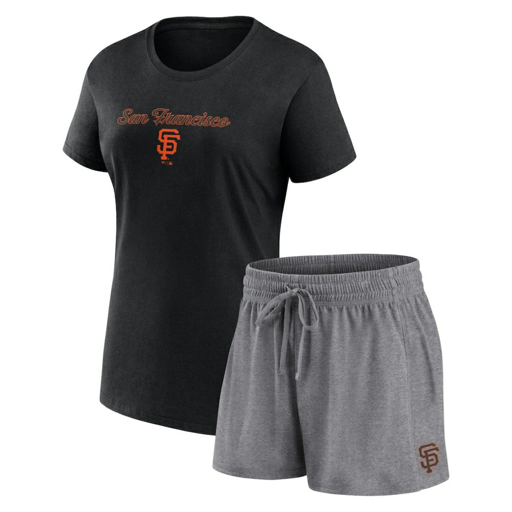Black/Gray San Francisco Giants Fanatics Women's Script T-Shirt & Shorts Combo Set