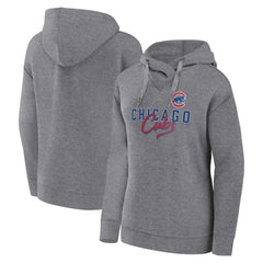 Heather Gray Chicago Cubs Fanatics Women's Script Favorite Lightweight Pullover Hoodie