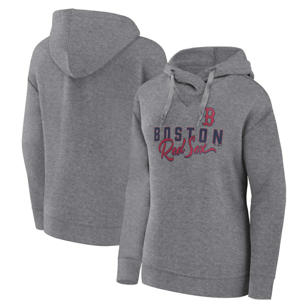 Heather Gray Boston Red Sox Fanatics Women's Script Favorite Lightweight Pullover Hoodie