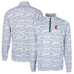 Charcoal Cleveland Guardians Cutter & Buck Big & Tall Traverse Camo Print Stretch Quarter-Zip Pullover Top
