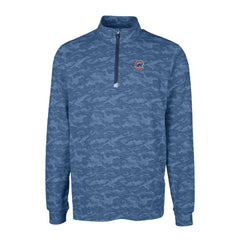 Navy Chicago Cubs Cutter & Buck Big & Tall Traverse Camo Print Stretch Quarter-Zip Pullover Top