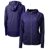 Purple Colorado Rockies Cutter & Buck Women's Adapt Eco Knit Hybrid Recycled Full-Zip Hoodie