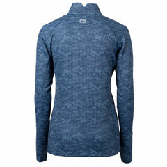 Navy Cleveland Guardians Cutter & Buck Women's Traverse Camo Print Stretch Quarter-Zip Pullover Top