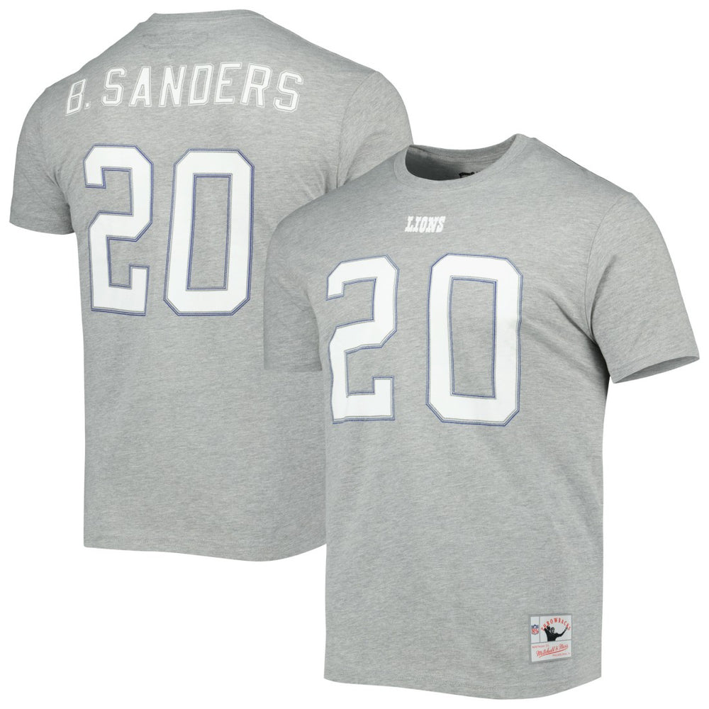 Barry Sanders Retired Player Logo Name & Number T-Shirt - Detroit Lions T-shirts