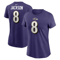 Lamar Jackson Women's Player Name & Number T-Shirt - Baltimore Ravens T-shirts