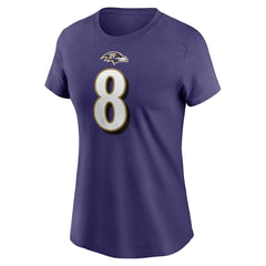 Lamar Jackson Women's Player Name & Number T-Shirt - Baltimore Ravens T-shirts