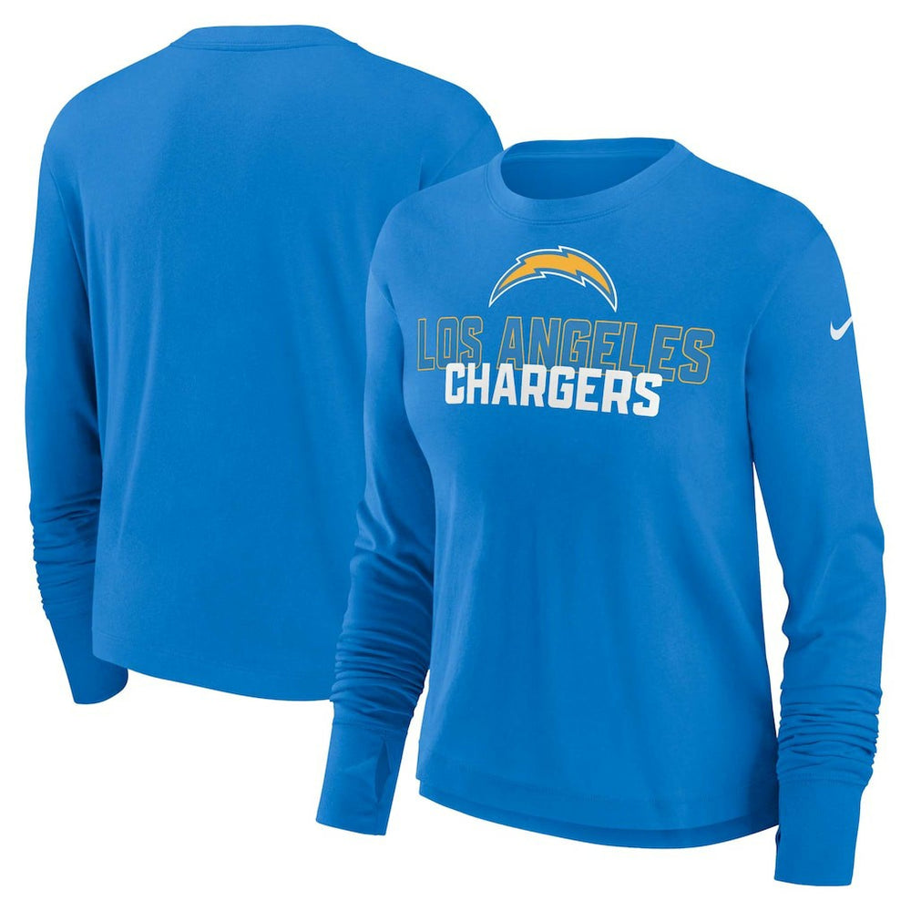 Women's Modest Crop Performance Long Sleeve T-Shirt - Los Angeles Chargers T-shirts