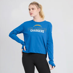 Women's Modest Crop Performance Long Sleeve T-Shirt - Los Angeles Chargers T-shirts